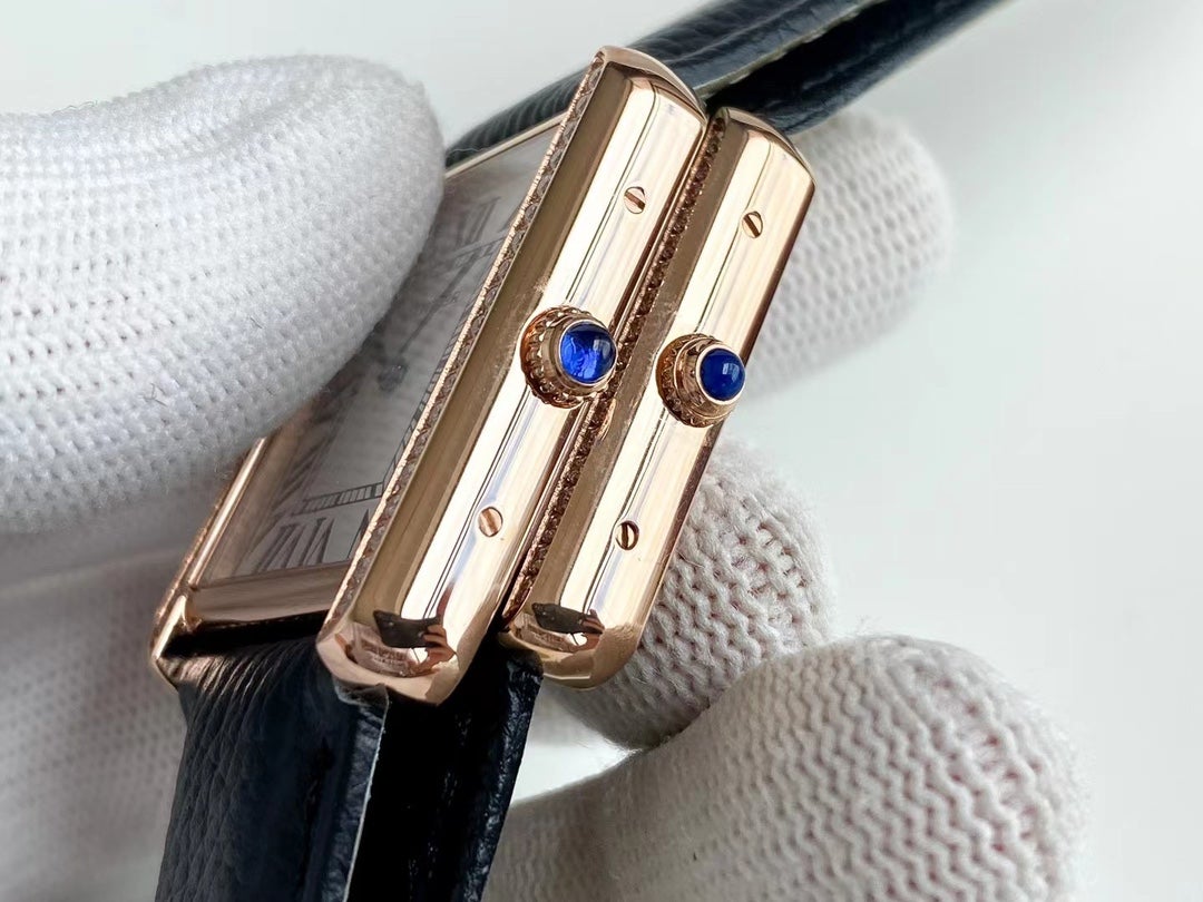 TANK SOLO QUARTZ DIAMOND BEZEL CALF SKIN