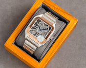 SANTOS DE CARTIE STAINLES STEEL SKELETON DIAL ROSE GOLD BEZEL