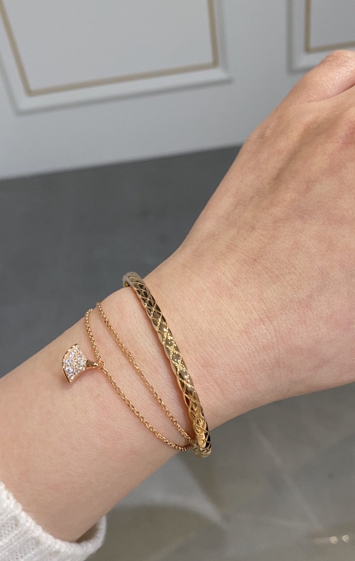CRUSH BRACELET OPEN CUFF PINK GOLD