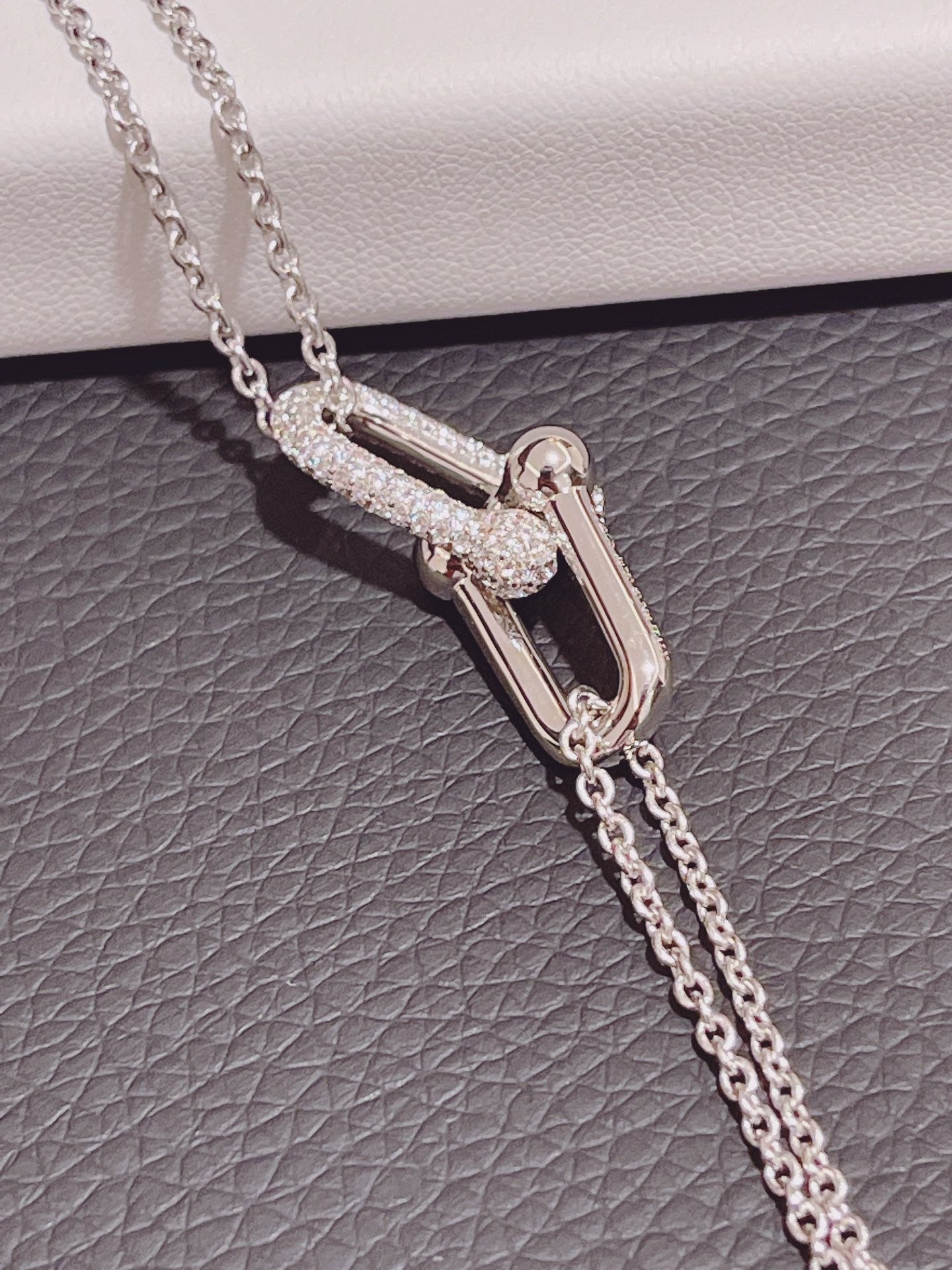 HARDWEAR DOUBLE LINK PEDANT SILVER DIAMOND NECKLACE