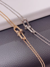 HARDWEAR DOUBLE LINK PEDANT PINK GOLD NECKLACE