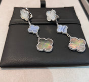CLOVER MOP 3 MOTIFS SILVER EARRINGS