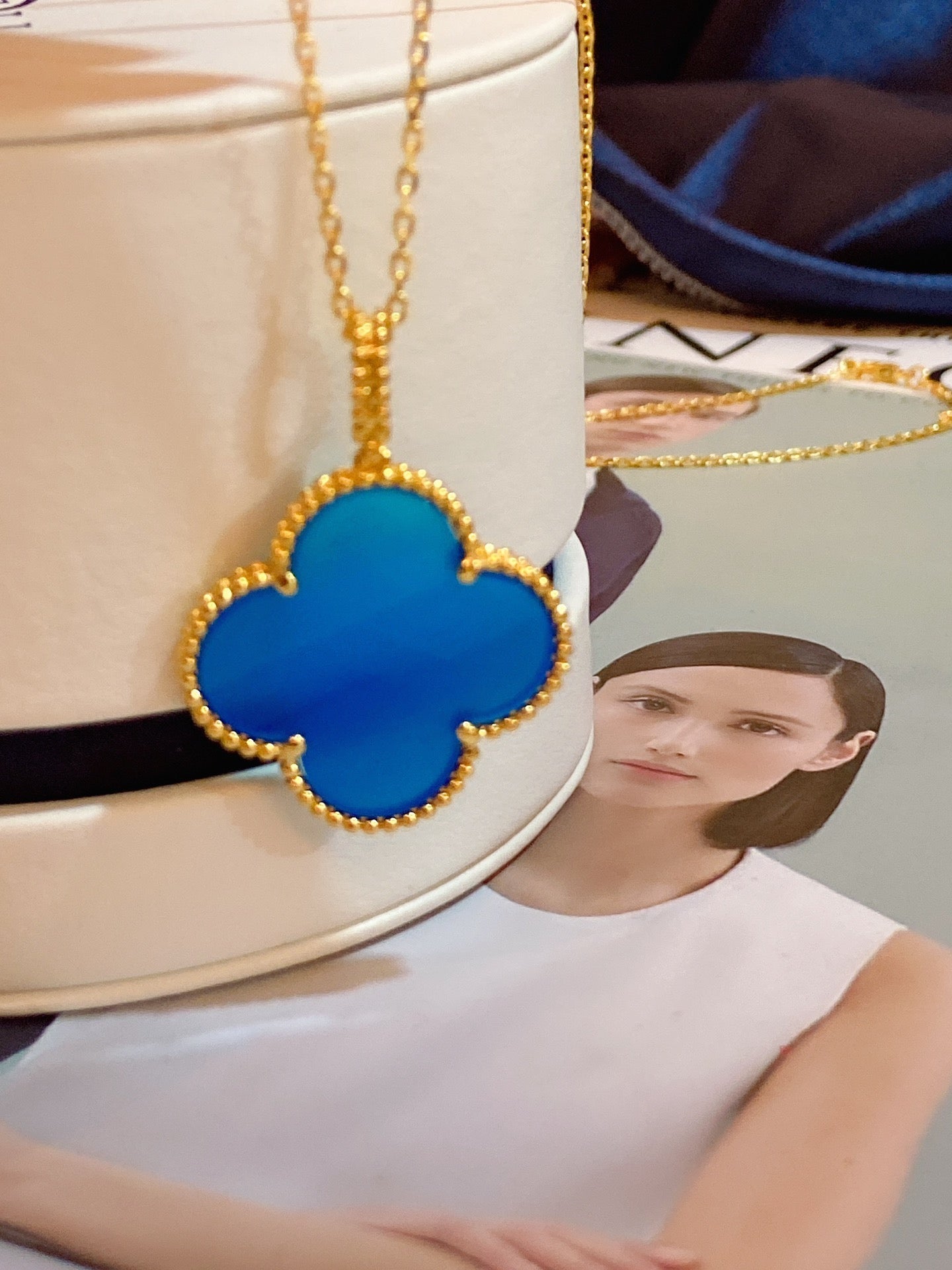CLOVER GOLD TURQUOISE NECKLACE