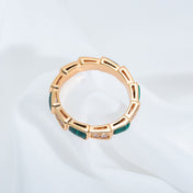 SERPENTI RING PINK GOLD MALACHITE DIAMOND 3MM