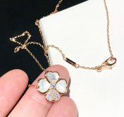 CLOVER MOP DIAMOND PINK GOLD NECKLACE
