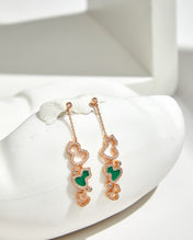 WULU 3 MOTIF DROP DIAMOND PINK GOLD EARRINGS