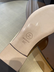 BALLET FLATS GOLD BLACK LAMBSKIN CANVAS