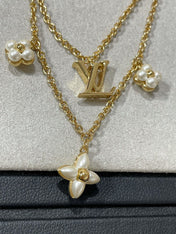 LV FLOWERGRAM PINK GOLD MOP DOUBLE ROW NECKLACE
