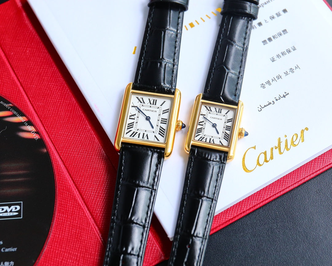 TANK MUST SMALL GOLD LEATHER STRAP WHITE DIAL
