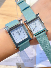 HM HEURE H 26 SILVER BLUE DIAL EPSOM LEATHER