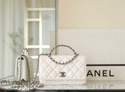 CC WOC 19 WHITE LAMBSKIN SILVER HARDWARE