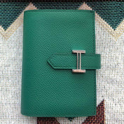 BEARN COMPACT WALLET 12 IN GREEN FOREST EPSOM LEATHER