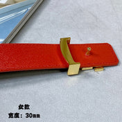 LV FLOWERGRAM 30MM REVERSIBLE BELT IN CHERRY RED CALFSKIN GOLD HARDWARE