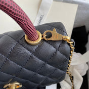 CHANEL 25S COCO HANDLE BAG 23 IN BLACK CAVIAR WITH GOLD HARDWARE
