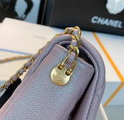 CHANEL 25S CLASSIC FLAP 19 CM IN MAUVE PINK CAVIAR LEATHER WITH GOLD HARDWARE