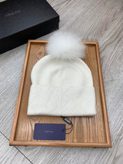 BEANIE HAT IN WHITE WOOL AND RABBIT FUR 346716