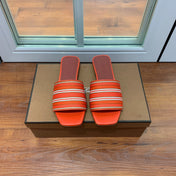 LP RAFFIA CHARMS FLATS SANDAL ORANGE AND WHITE CALFSKIN