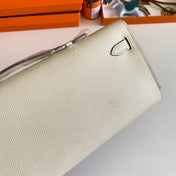 KELLY CUT 31 IN BEIGE CREAM CALFSKIN WITH SILVER HARDWARE