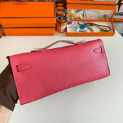 KELLY CUT 31 IN WATERMELON PINK CALFSKIN WITH SILVER HARDWARE