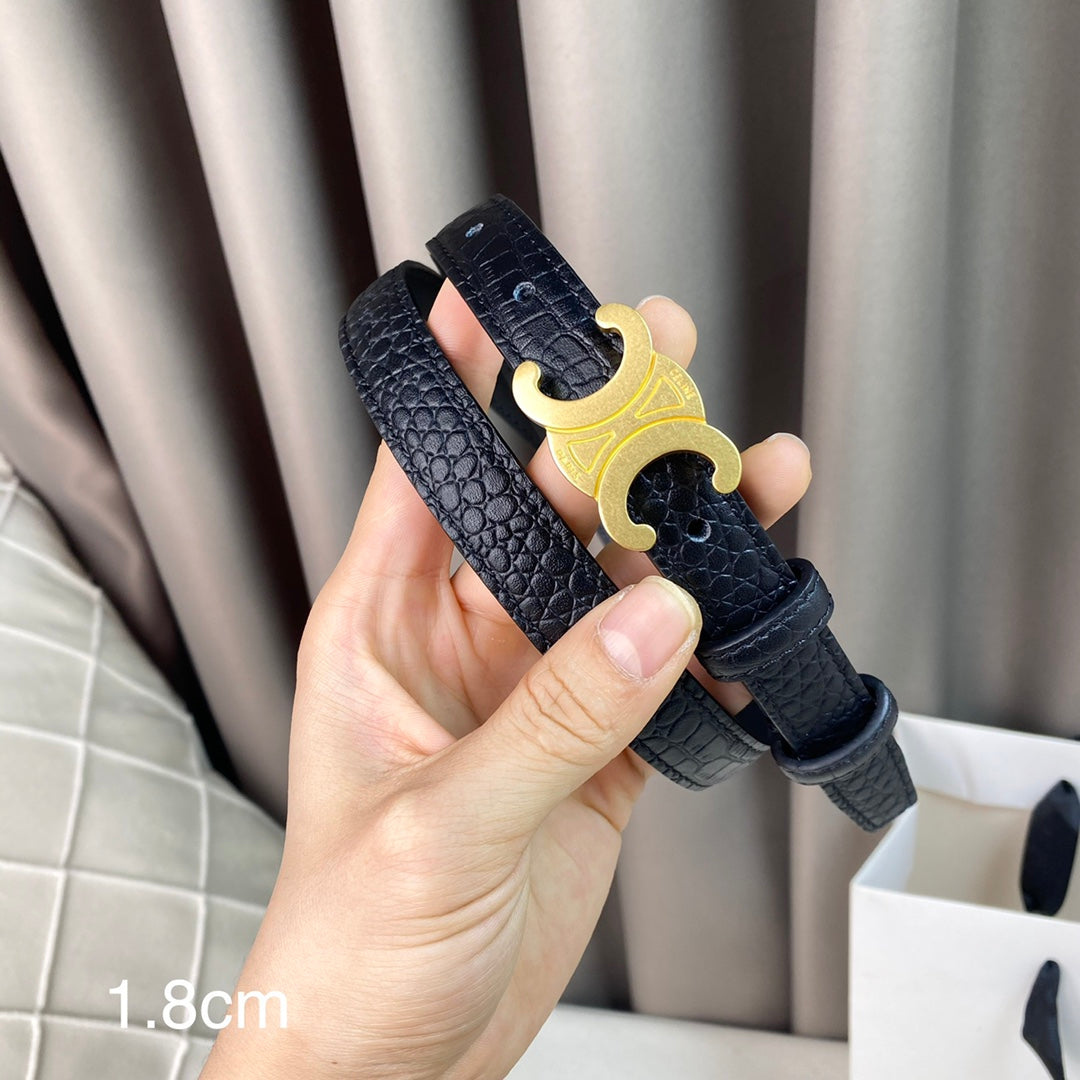 CL Belt 18mm Black Crocodile Embossed Calfskin Ghw