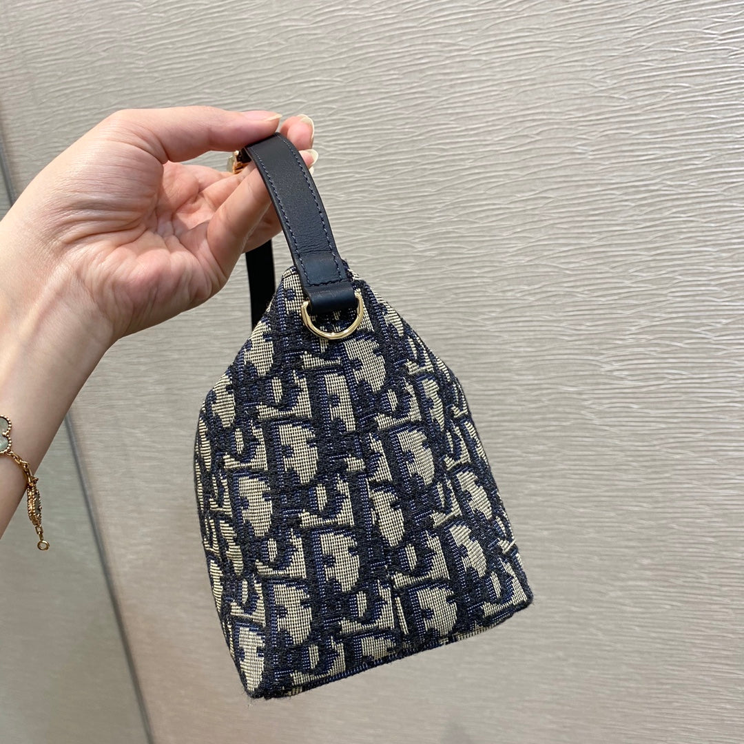 CD BUCKLE SHOULDER BAG 22 IN BLUE MONOGRAM OBLIQUE JACQUARD