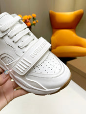BURBERRY 26S PERFORATED SNEAKERS IN WHITE CALFSKIN