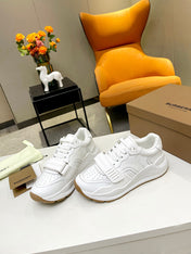 BURBERRY 26S PERFORATED SNEAKERS IN WHITE CALFSKIN