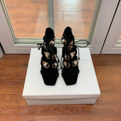 BALMAIN 25S HIGH HEELS 95MM IN BLACK SUEDE WITH PEARL