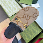 HORSEBIT MULE IN LIGHT BROWN MONOGRAM CANVAS AND BLACK LINING