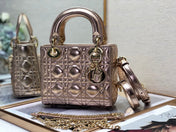 LADY DIOR BAG 17 IN METALLIC ROSE GOLD LAMBSKIN