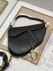 DIOR 26S SADDLE BAG 25 IN BLACK CALFSKIN GOLD-TONE HARDWARE