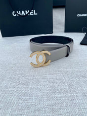 CC 26S BELT 30 MM IN GREY CALFSKIN GOLD HARDWARE 661511