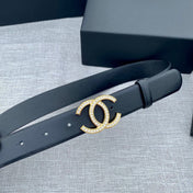 CC 26S BELT 30 MM IN BLACK CALFSKIN GOLD HARDWARE 661516