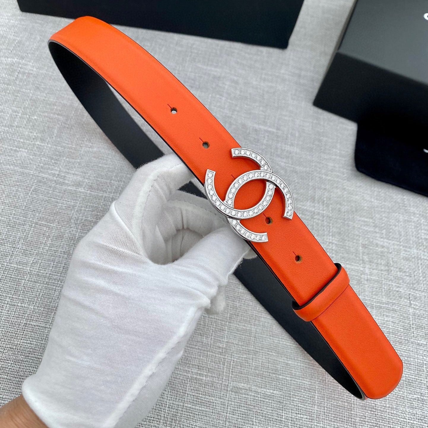 CHANEL 26S BELT 30 MM IN ORANGE CALFSKIN 661518