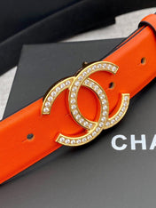 CC 26S BELT 30 MM IN ORANGE CALFSKIN GOLD HARDWARE 661518