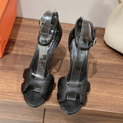 PREMIERE 105 SANDAL IN BLACK GRAINED CALFSKIN