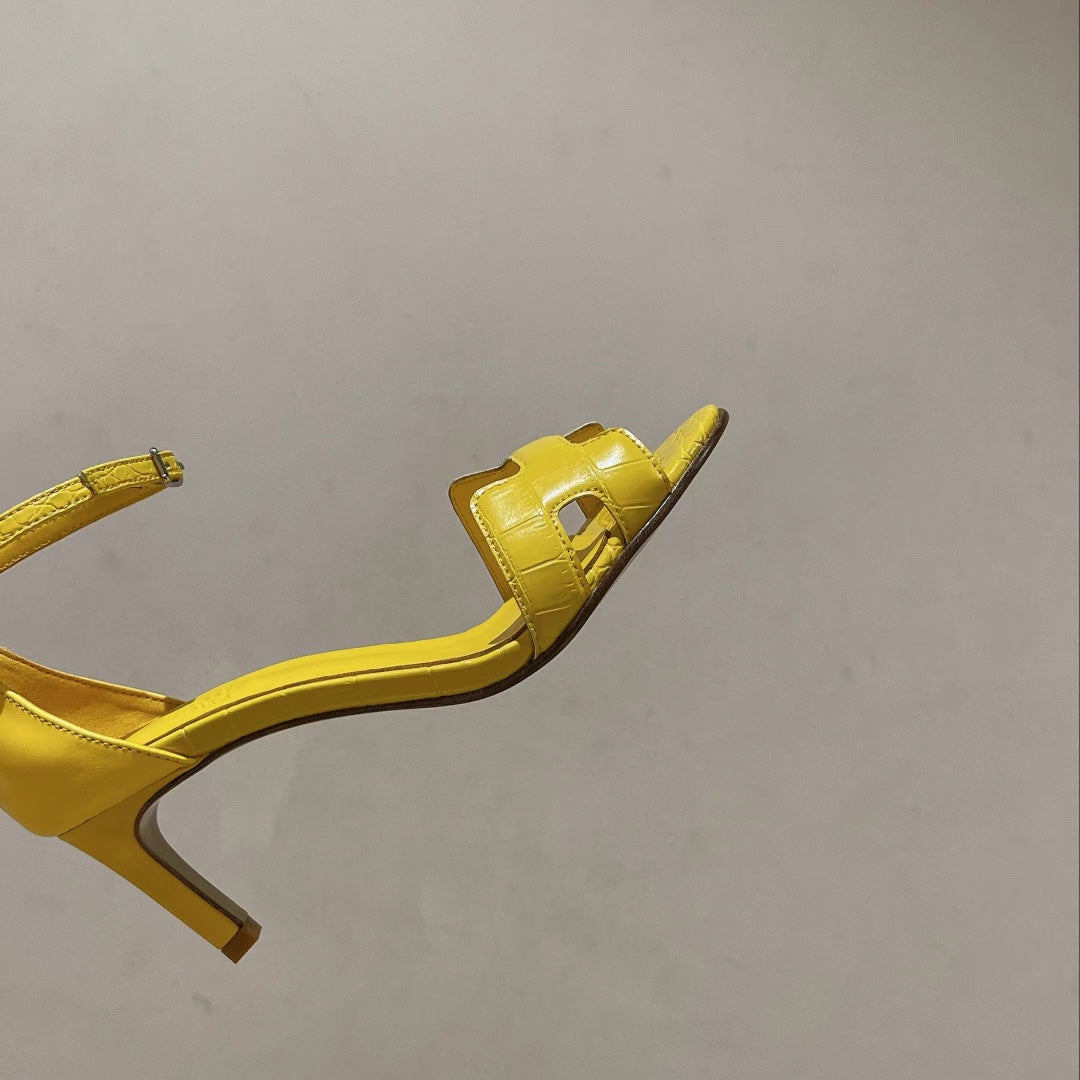 PREMIERE 70 SANDAL IN BRIGHT YELLOW CALFSKIN