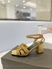 SL TRIBUTE CRYSTAL SANDALS GOLD CALFSKIN