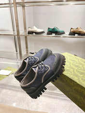 GUCCI 26S LACE-UP SHOES IN NAVY BLUE GG CANVAS