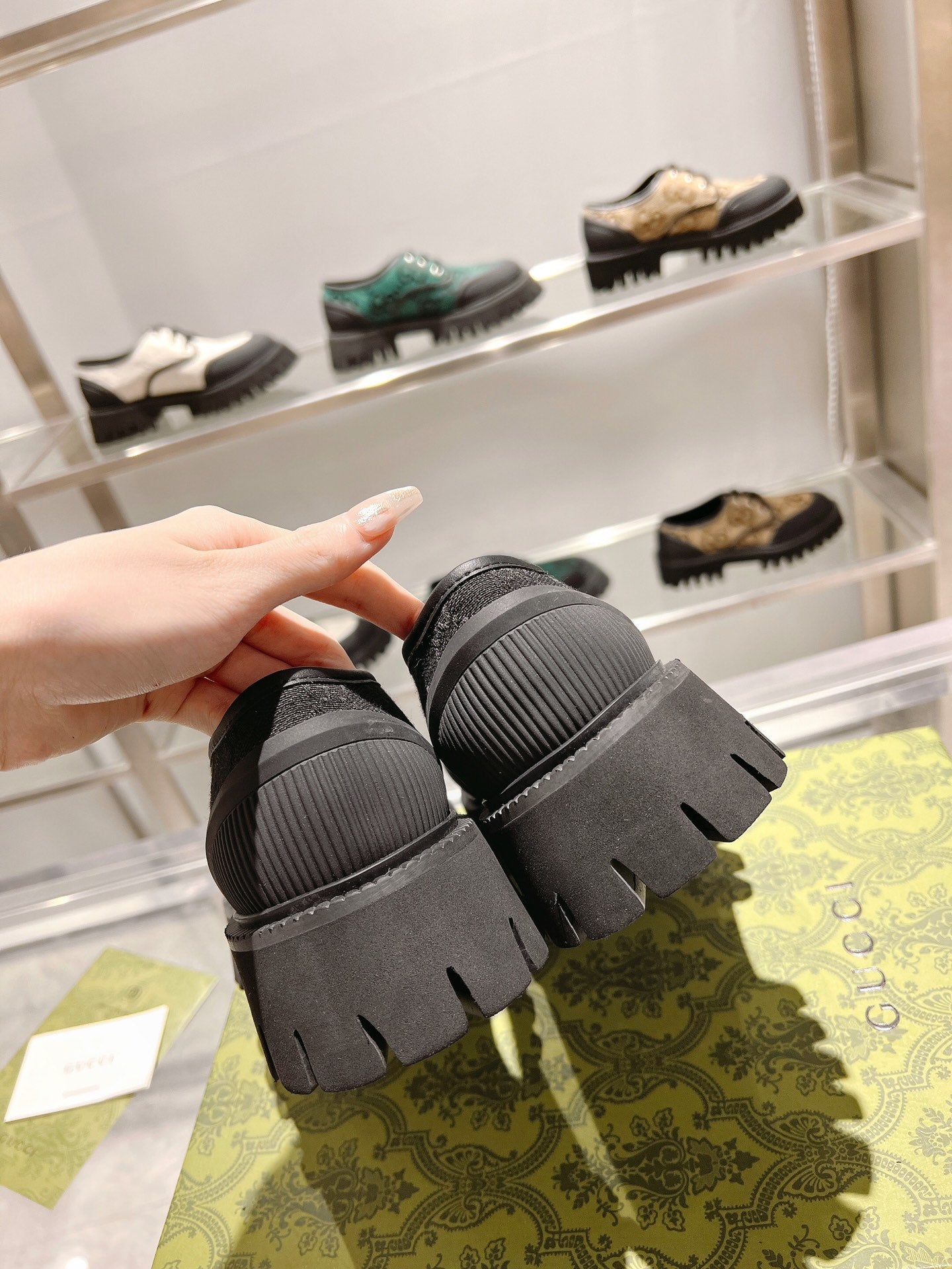 GUCCI 26S LACE-UP SHOES IN BLACK GG CANVAS