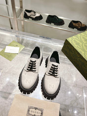 GUCCI 26S LACE-UP SHOES IN OFF WHITE GG CANVAS