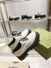 GUCCI 26S LACE-UP SHOES IN OFF WHITE GG CANVAS