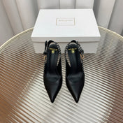 BALMAIN 25S SLINGBACK SHOES 95MM IN BLACK CALFSKIN