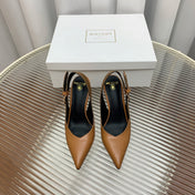 BALMAIN 25S SLINGBACK SHOES 95MM IN DARK BROWN CALFSKIN