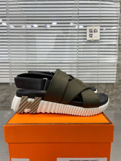 ELECTRIC SANDAL BLACK MIX DARK ARMY CALFSKIN