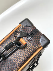 MINI SOFT TRUNK 18 IN BROWN DAMIER EBENE COATED CANVAS BLACK CHAIN