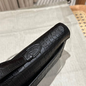 KELLY CUT 31 IN BLACK SHINY ALLIGATOR LEATHER WITH SILVER HARDWARE