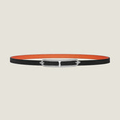HM ROULIS BUCKLE & REVERSIBLE ORANGE AND BLACK LEATHER STRAP 13MM SILVER HARDWARE