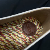 CHLOÉ WOVEN LOAFER IN WHITE DENIM AND COLORFUL RAFFIA