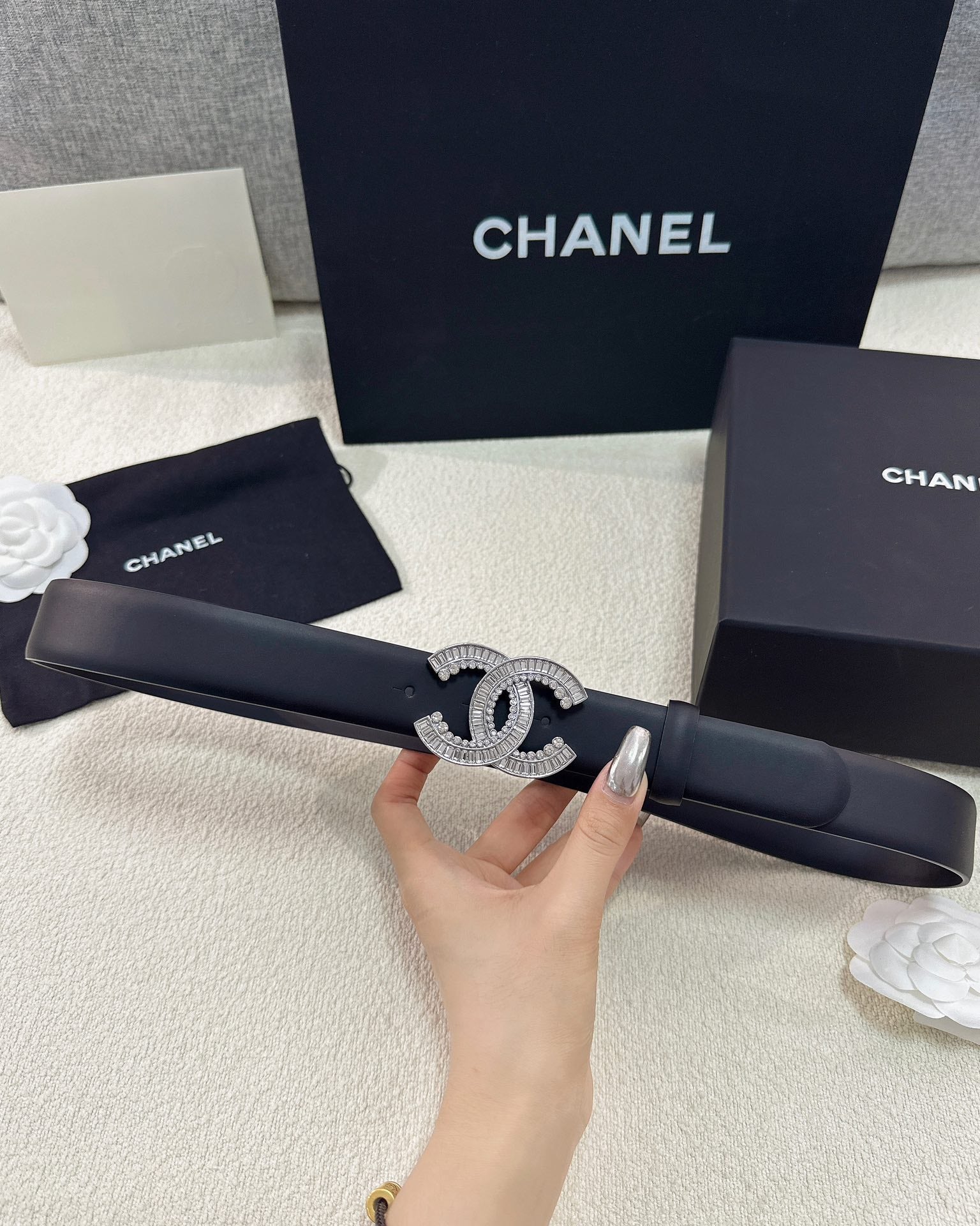 CHANEL 26S BELT 30 MM IN BLACK CALFSKIN 669346